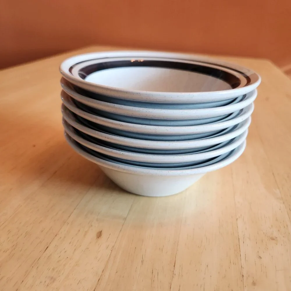 Noritake Primastone Malaga 8301 Cereal/Soup Bowls Blue design Set of 6